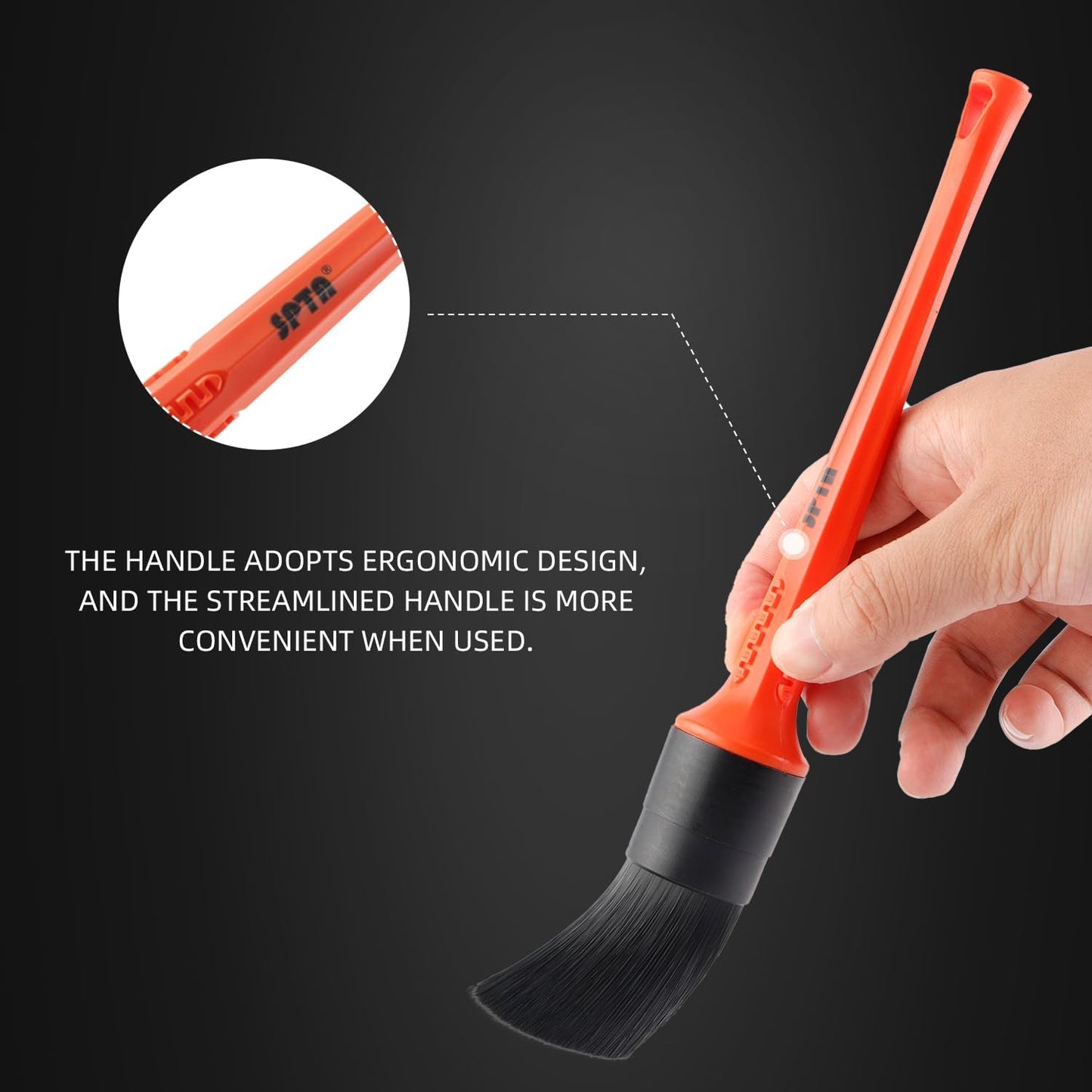 SPTA 8Pcs Wheel & Tire Brush Car Detailing kit, Easy Reach Wheel and Rim Brush, 5pcs Detailing Brushes, Short Handle Cleaning Brush, 1pc Microfiber Cleaning Cloth, Great to Clean Dirty Tires