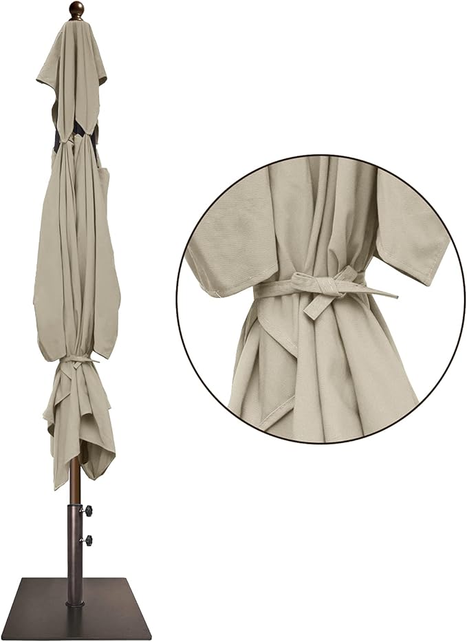 EliteShade USA 10-Year-Non-Fading 6.5x10Ft Rectangular Market Umbrella Patio Umbrella Outdoor Table Umbrella with Ventilation, Antique Beige