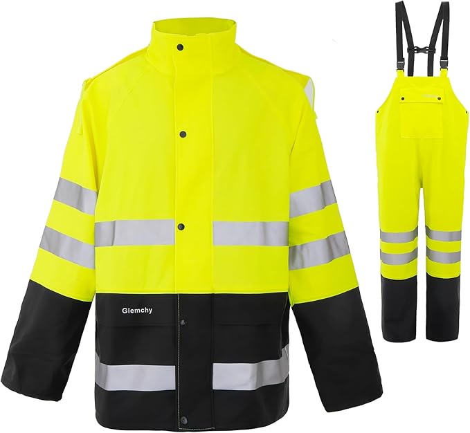 Rain Suit For Men & Women Waterproof Heavy Duty Rain Gear Reflective Jacket for Fishing Outdoor Work Raincoats