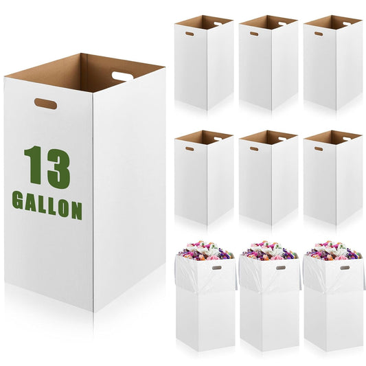 10 Pack 13 Gallon Cardboard Trash Cans Disposable and Reusable Corrugated Cardboard Cans Recycling Bins Bulk with 20 Garbage Bags for Parties Events