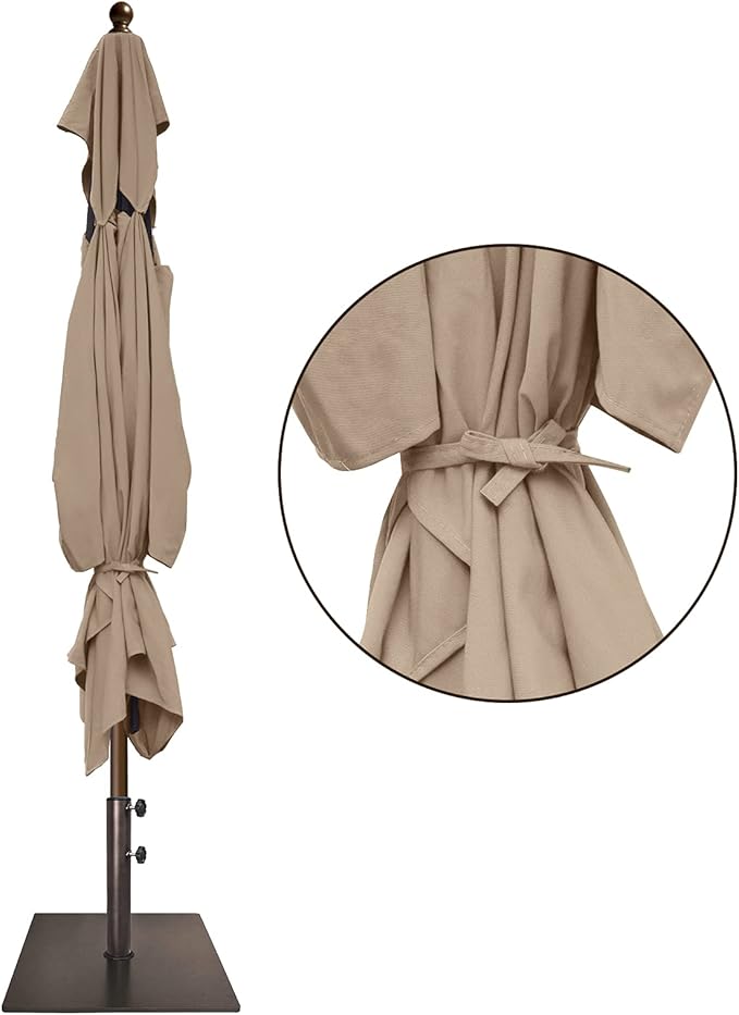 EliteShade USA 10-Year-Non-Fading 6.5x10Ft Rectangular Market Umbrella Patio Umbrella Outdoor Table Umbrella with Ventilation（Hrather Beige）