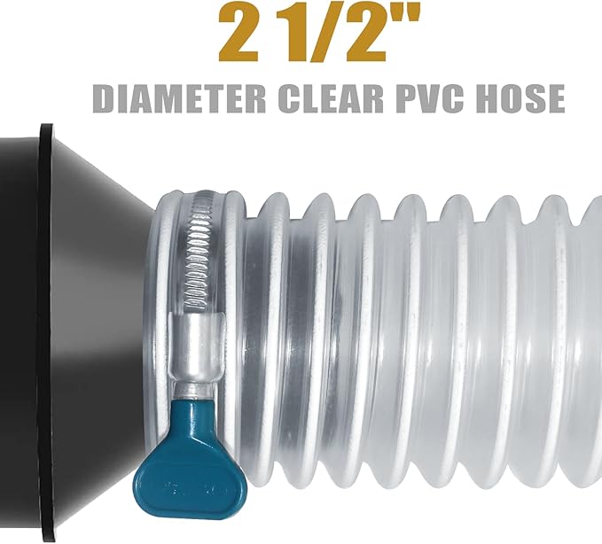 PVC Dust Collection Hose 2 1/2" x 5', Puncture-Resistant, Flexible Clear PVC Collection Hose with Carbon Steel Wire Coil for Dust Collectors by Oycevila