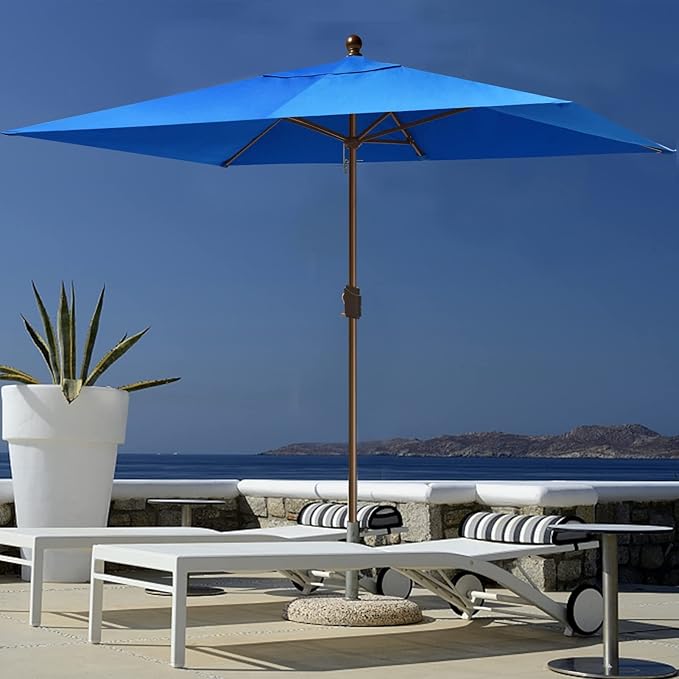 EliteShade USA 10-Year-Non-Fading 6.5x10Ft Rectangular Market Umbrella Patio Umbrella Outdoor Table Umbrella with Ventilation（Royal Blue）