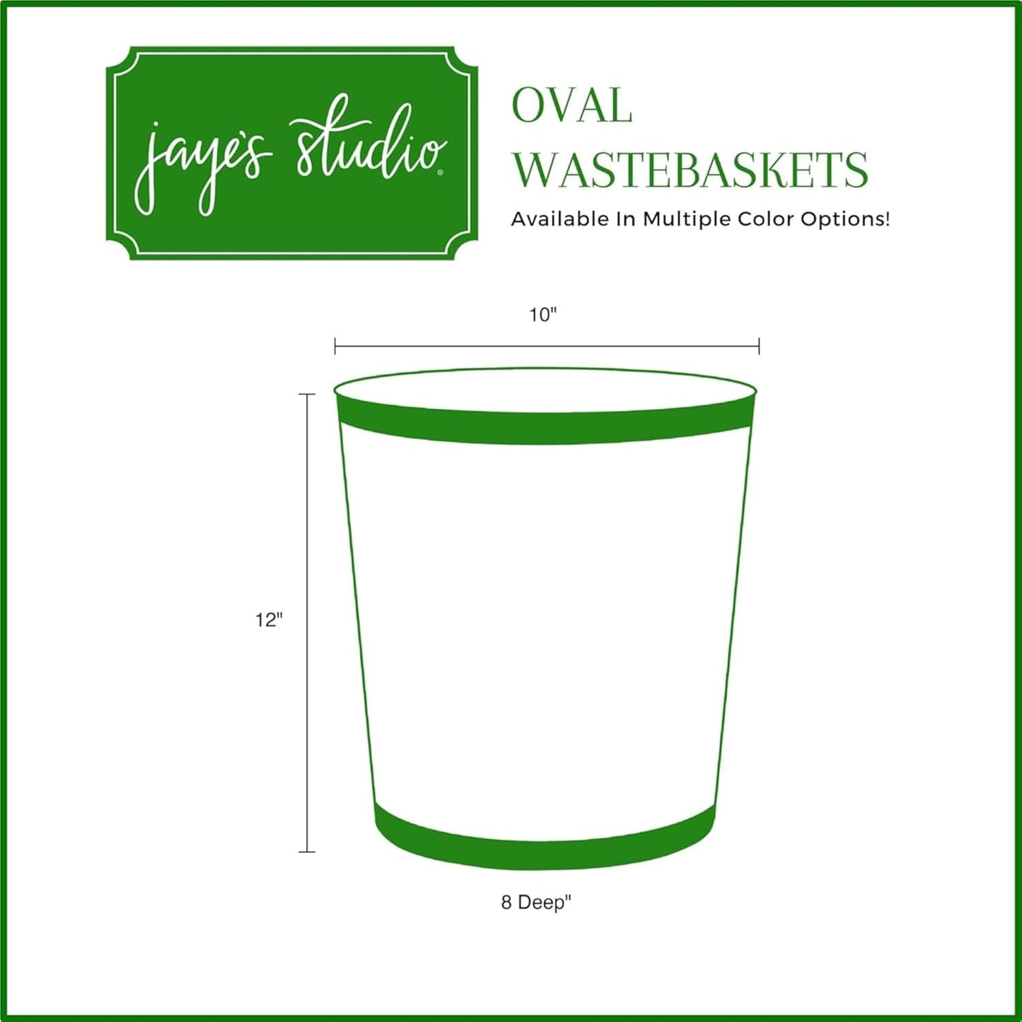 Jaye's Studio Mattie Oval Waste Basket for Bathroom Decorative, Gold Trim & Finish, Hand-Painted, Handcrafted Metal Wastebasket, Garbage Bin & Trash Bin for Bedroom, Office, 12" x 10" x 8" (Taupe)