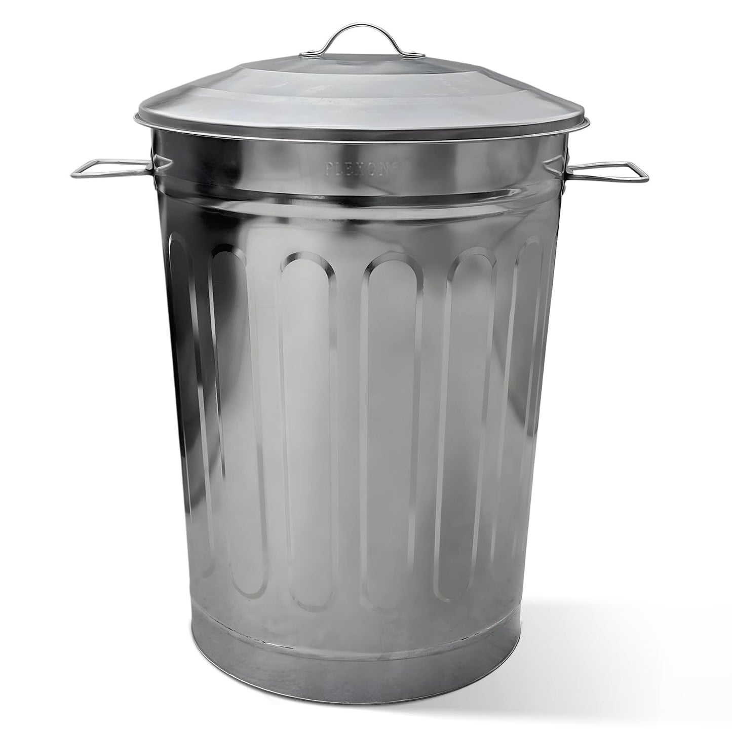 Plexon 13-Gallon Galvanized Steel Round Trash Can with Lid