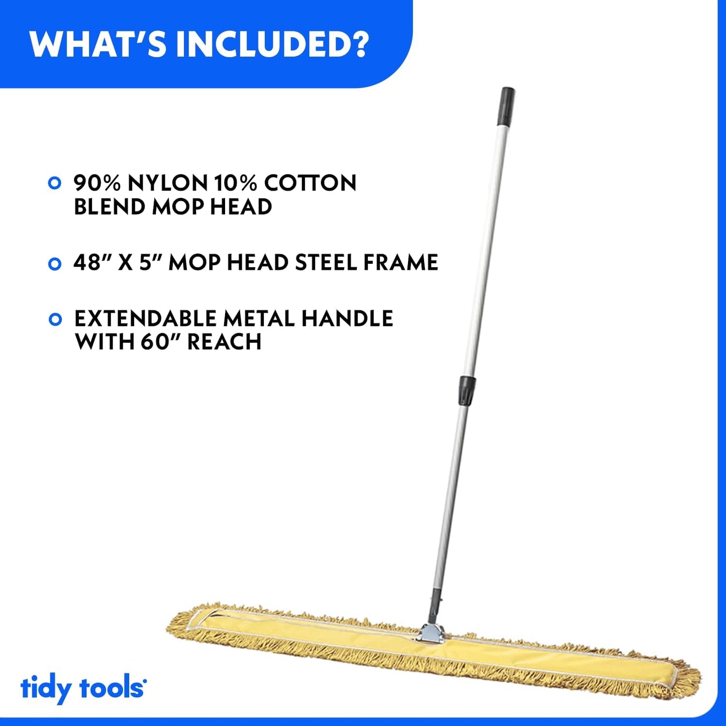 48 Inch Yellow Commercial Dust Mop & Floor Sweeper with Extendable Handle – Mop for Hardwood, Tile, and Concrete Floor Cleaning