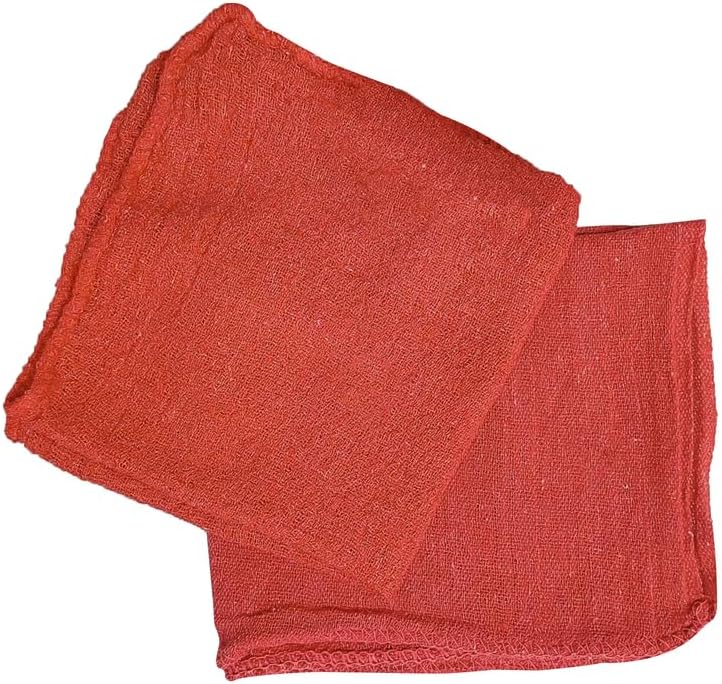 Shop Towels (Red, 100-Pack) - Bulk Cleaning Towel in a Bag, Mechanic Cotton Wipes for Car Maintenance, Auto Mechanics & Garage, Wipe Grease & Oil, Machine Wash & Reusable