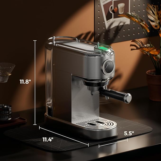 Espresso Machine - 20 Bar Espresso Maker with Milk Frother Steam Wand, Coffee Maker for Latte & Cappuccino, 1450W Semi-Automatic Coffee Machine with 34oz Removable Water Tank, Compact Kitchen