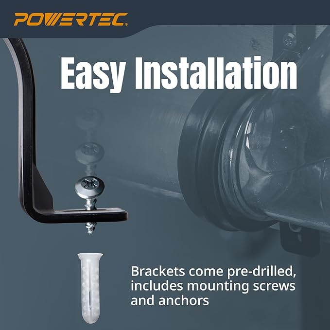 POWERTEC Clear PVC Pipe 4" x 36" Long, 1PK Plastic Tubing and 5PK Pipe Straps w/Anchors & Screws Compatible w/Dust Collection Fittings - Hose for Woodworking Tools (70401V)