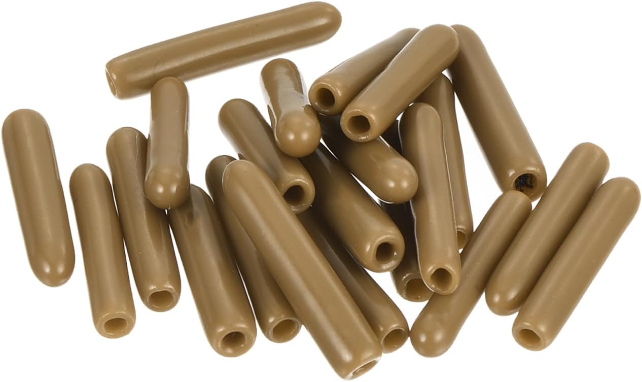 uxcell 20pcs Rubber End Caps 1.5mm(1/16") ID Vinyl PVC Round Tube Bolt Cap Cover Screw Thread Protectors Light Brown