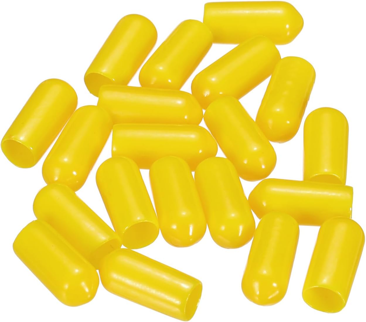 uxcell 20pcs Rubber End Caps 6mm(1/4") ID Vinyl PVC Round Tube Bolt Cap Cover Screw Thread Protectors Yellow