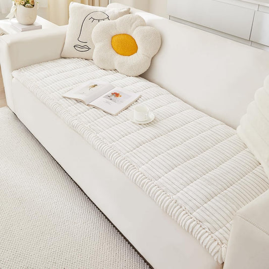 Couch Cover for Dogs Washable, Fuzzy Pet Couch Covers for 3 Cushion Sofa Pet Friendly, Non Slip Sofa Cover (White, 27.6" x 70.9"/70 x 180cm)