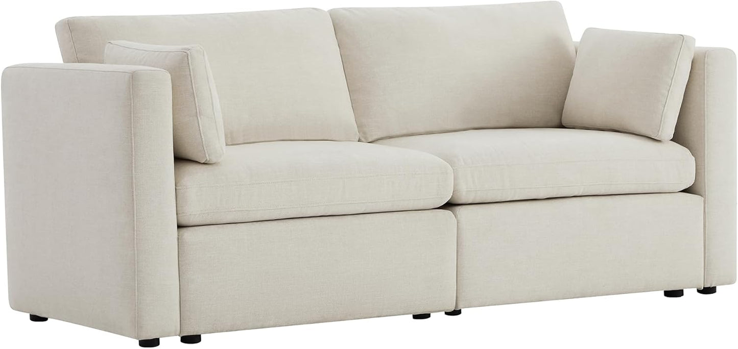 CHITA Small Modular Sectional Fabric Sofa Set, Extra Comfty Loveseat Cloud Couch, FSC Certified Modular Sectional Couch for Living Room, 78 inch Width, 2 Seat Modular Sofa, Linen