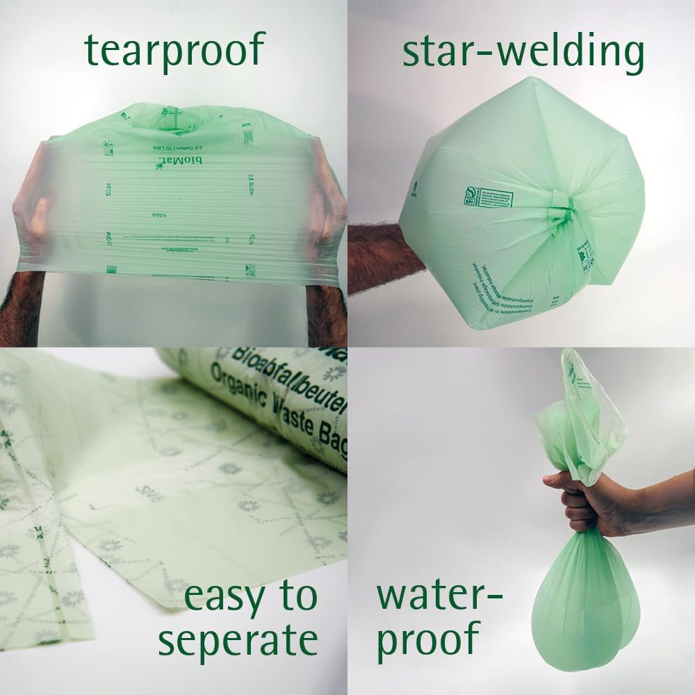 bioMat 64 Gallon Compostable Trash Bags Liners, 30 Count, BPI ASTM D6400 and CMA Certified, Compost Liner Bags for Large Trash Can