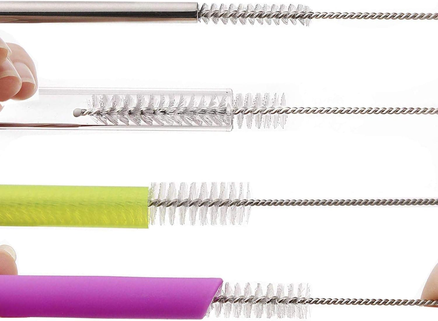 Long Straw Brush, Nylon Flexible,Reusable Pipe Tube Cleaner 12-ihch X 2/5-inch Set of 10