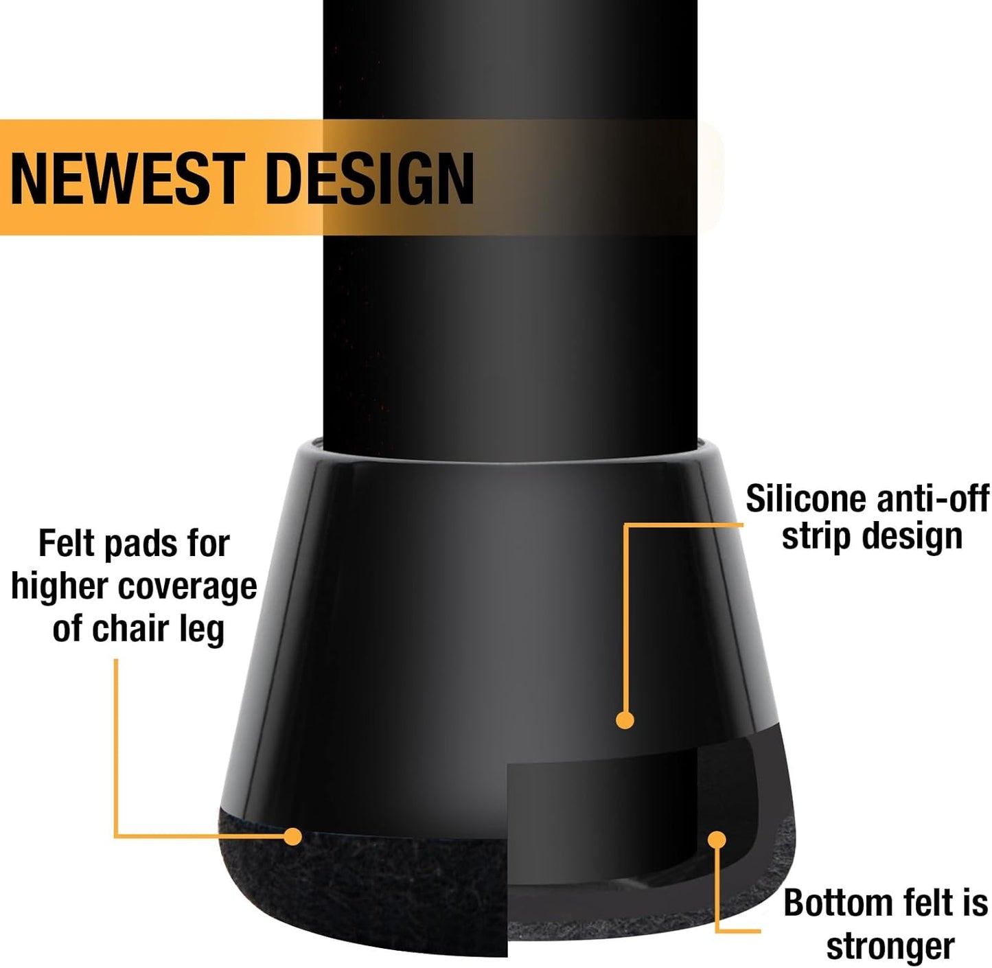 32 Pcs New Chair Leg Protectors for Hardwood Floors, Silicone Chair Leg Floor Protectors, Floor Protectors for Chairs, Chair Leg Caps Protect Wooden Floors from Scratching, Won't Tear