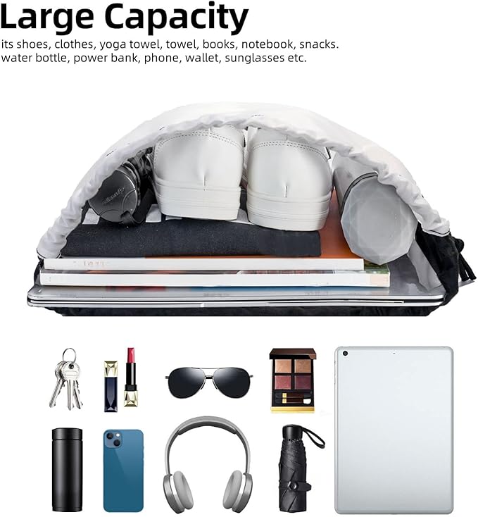 Drawstring Bags Initial Drawstring Backpack Sackpack Black Draw String Cinch Bags for Sports, Gym, Travel, Swimming, Beach, Camping, Rainbow Letter Y