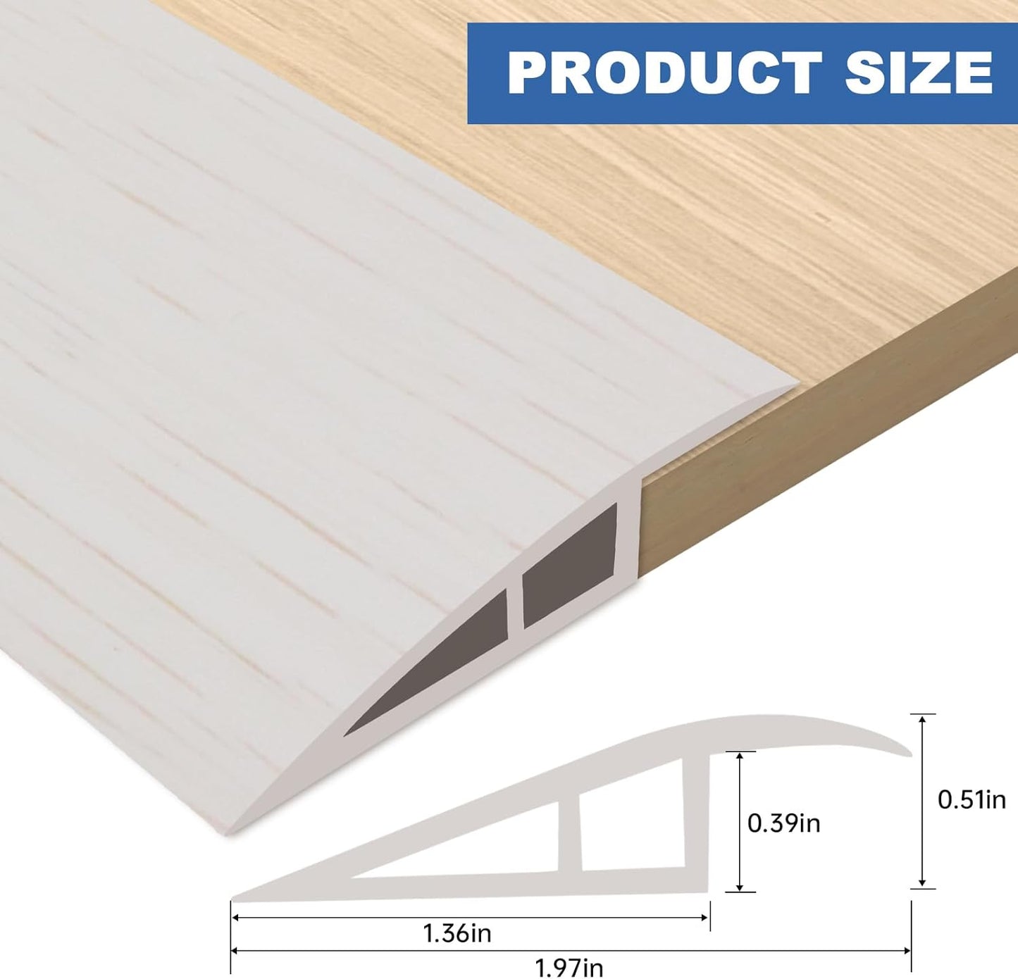 Vinyl Door Threshold Flooring Transition Strip Self Adhesive Carpet Edging Strip for Laminate Doorway Edge Threshold from 1/5" to 2/5" (Beige Wood Grain, 10 Ft)