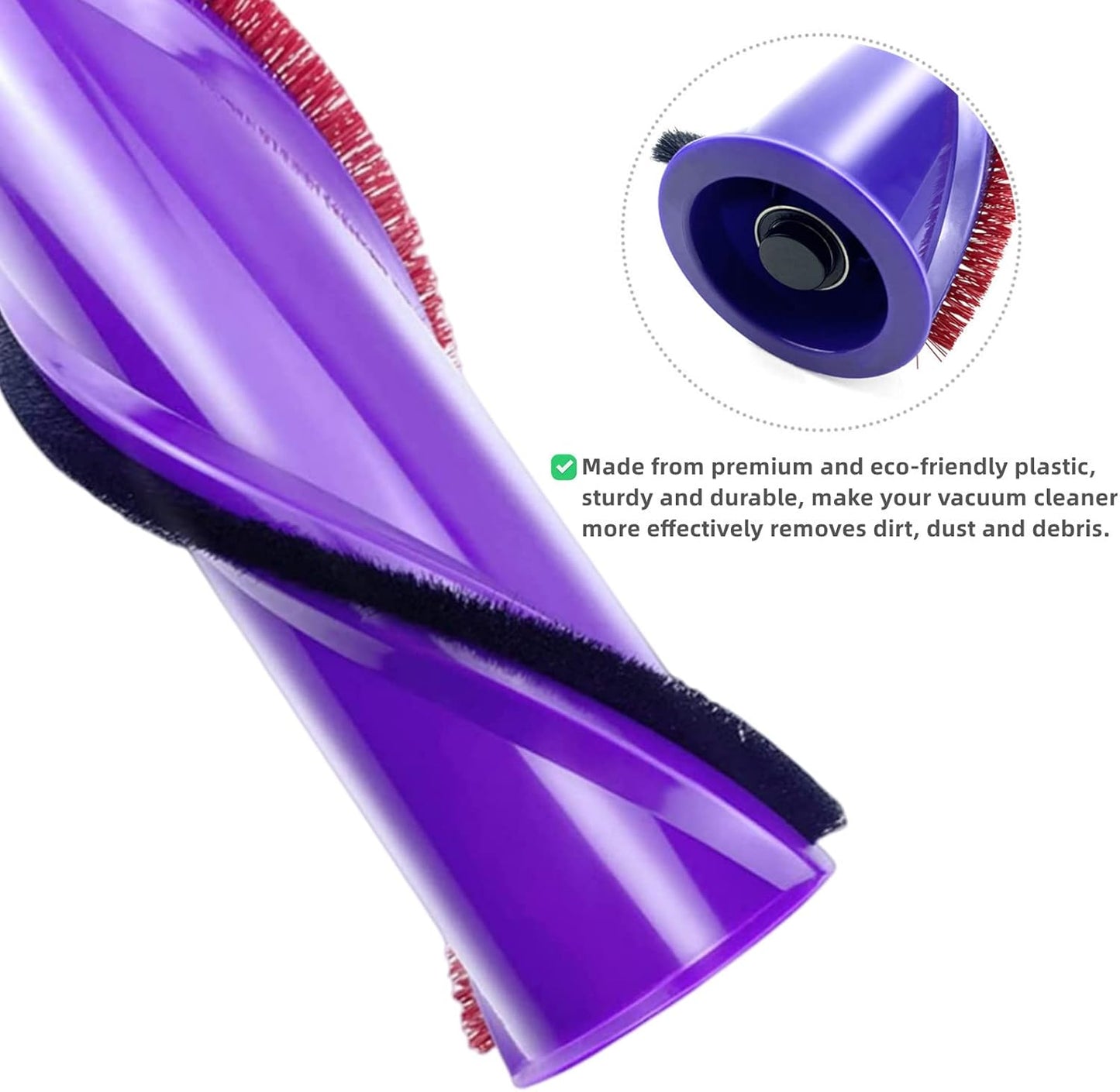 Replacement Brush Roller for Dyson V8 Cordless Vacuum Cleaner, Brush Bar Assembly Compared to Part 967485-01 (4 Prong Drives & No Screw)