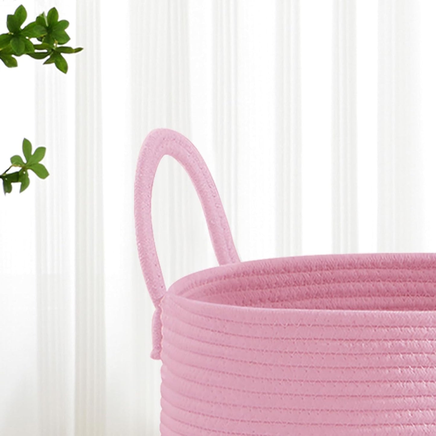 VIPOSCO Large Laundry Hamper, Tall Woven Rope Storage Basket for Blanket, Toys, Dirty Clothes in Living Room, Bathroom, Bedroom - 58L Rainbow