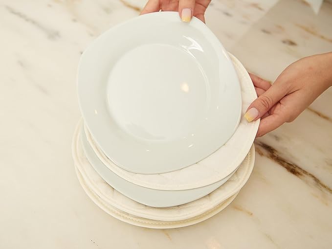 Covermates Keepsakes - Dish Storage - Padded Protection - ID Window - Stain Resistant - Machine Washable - China Storage, Cream