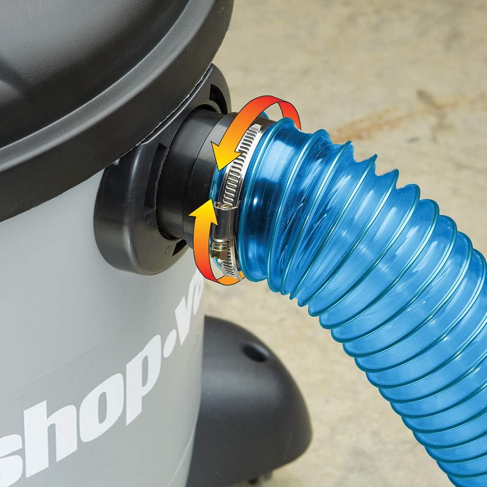 Dust Right 2.5'' Shop Vac Hose Kit – Expandable Blue Shop Vac – 2-1/2” Elastic, Flexible Polymer Vacuum Hose Extend up to 12’ L – Kit Includes 2.5” Expandable Hose, 2-1/2 Hose Clamp, Swivel Fittings