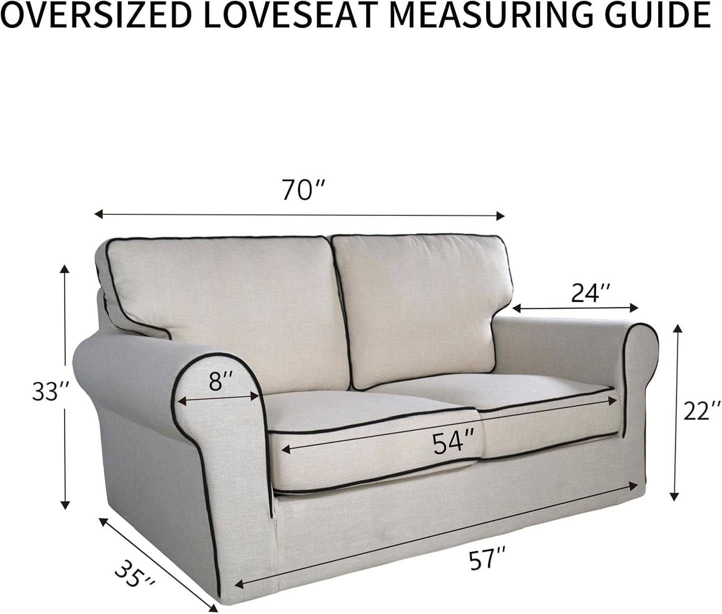 PureFit Reversible Quilted Sofa Cover, Water Resistant Slipcover Furniture Protector, Washable Couch Cover with Non Slip and Elastic Straps for Kids, Dogs, Pets (Oversized Loveseat, Coffee/Ivory)