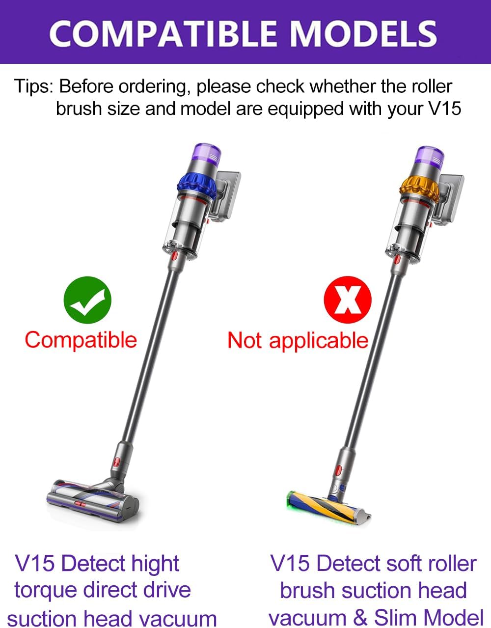V15 Roller Brush Replacements Parts Compatible with Dyson V15 Detect Cordless Vacuum, V15 High Torque Brush Replacement Accessories, Absolute Spiral Brush attachments for Clean Carpet,Hair Dust