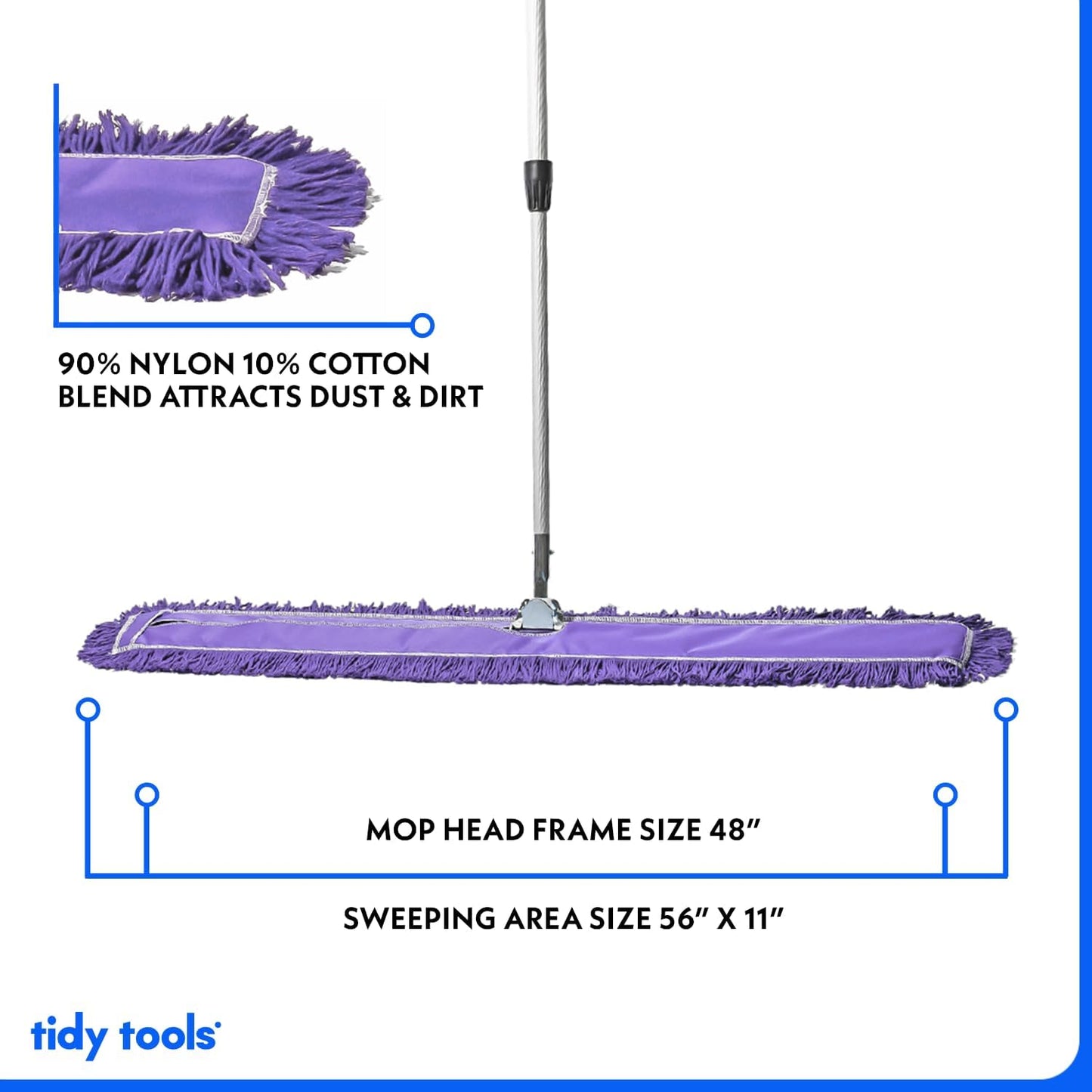 48 Inch Purple Commercial Dust Mop & Floor Sweeper with Extendable Handle – Mop for Hardwood, Tile, and Concrete Floor Cleaning