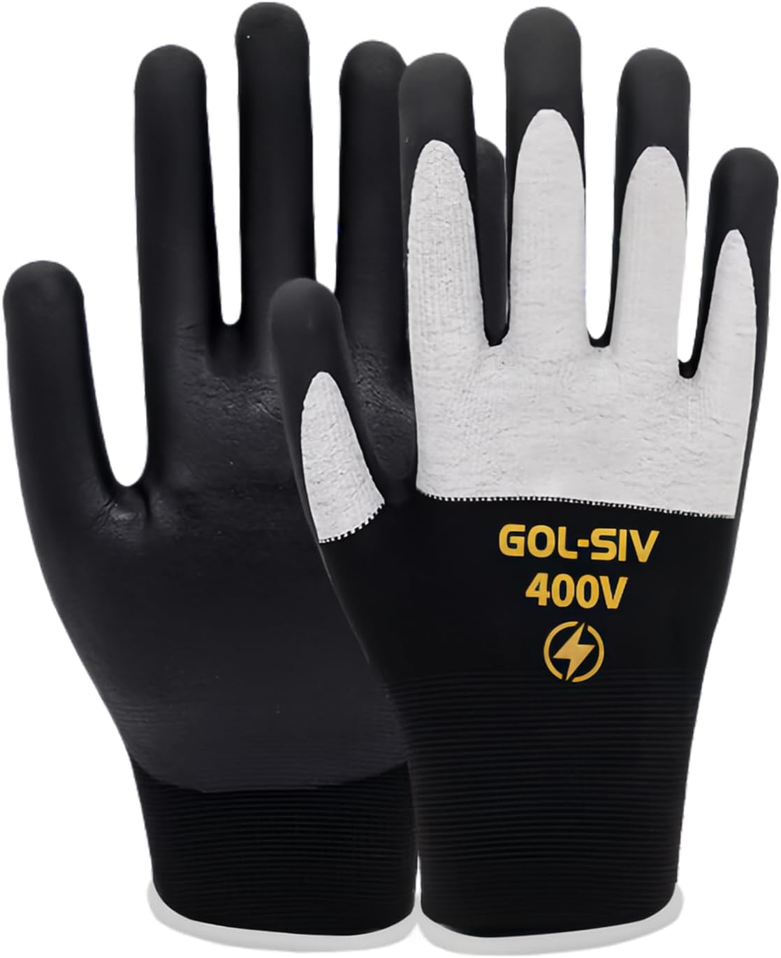 400V Electrician Gloves - Insulated Electrical Gloves For Electrician,Flame Retardant,Rubber Safety Non Slip Work Gloves,Low Voltage,Touch Screen (Black,Large)