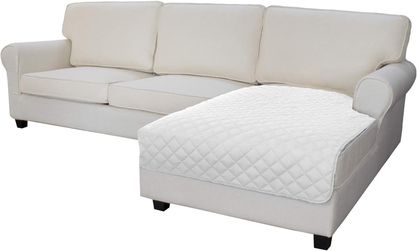 Easy-Going Sectional Couch Covers for Dogs L Shape Sofa Cover Reversible Sofa Slipcover Chaise Lounge Cover Furniture Protector Cover for Pets Dog Cat (42 x 68 inches, White/White)