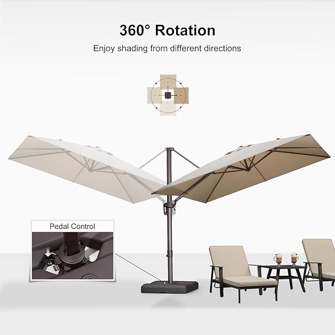 PURPLE LEAF 9 Feet Patio Umbrella Square Cantilever Umbrella Outdoor with 360° Rotation and Aluminum Offset Hanging for Pool Deck Garden Backyard, Beige