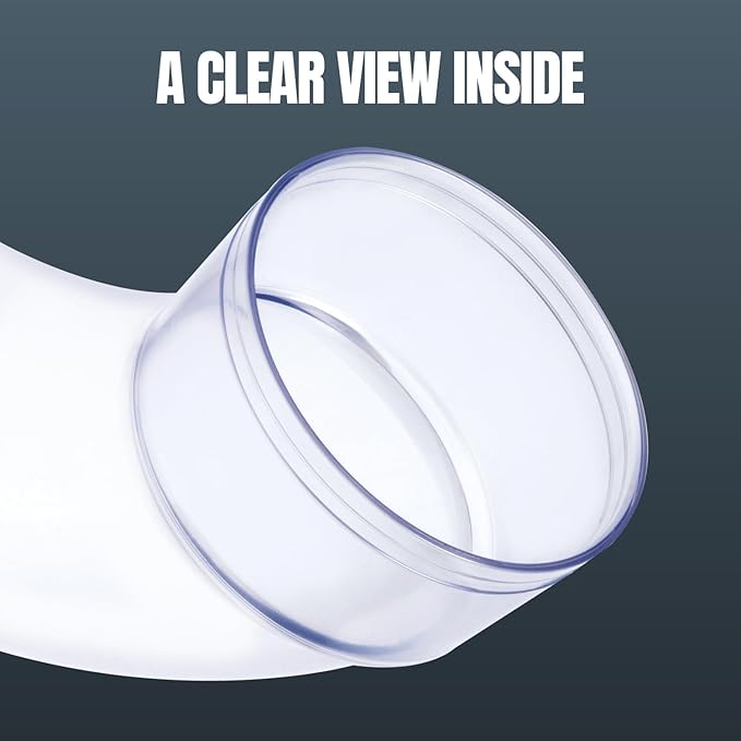 POWERTEC 70309-P2 4 Inch ID 90 Degree Elbow for 4" OD Dust Collection Pipes, Adapters and Fittings with Splice for 4 Inch ID Dust Collection Hose Connector (Clear), 2 Sets