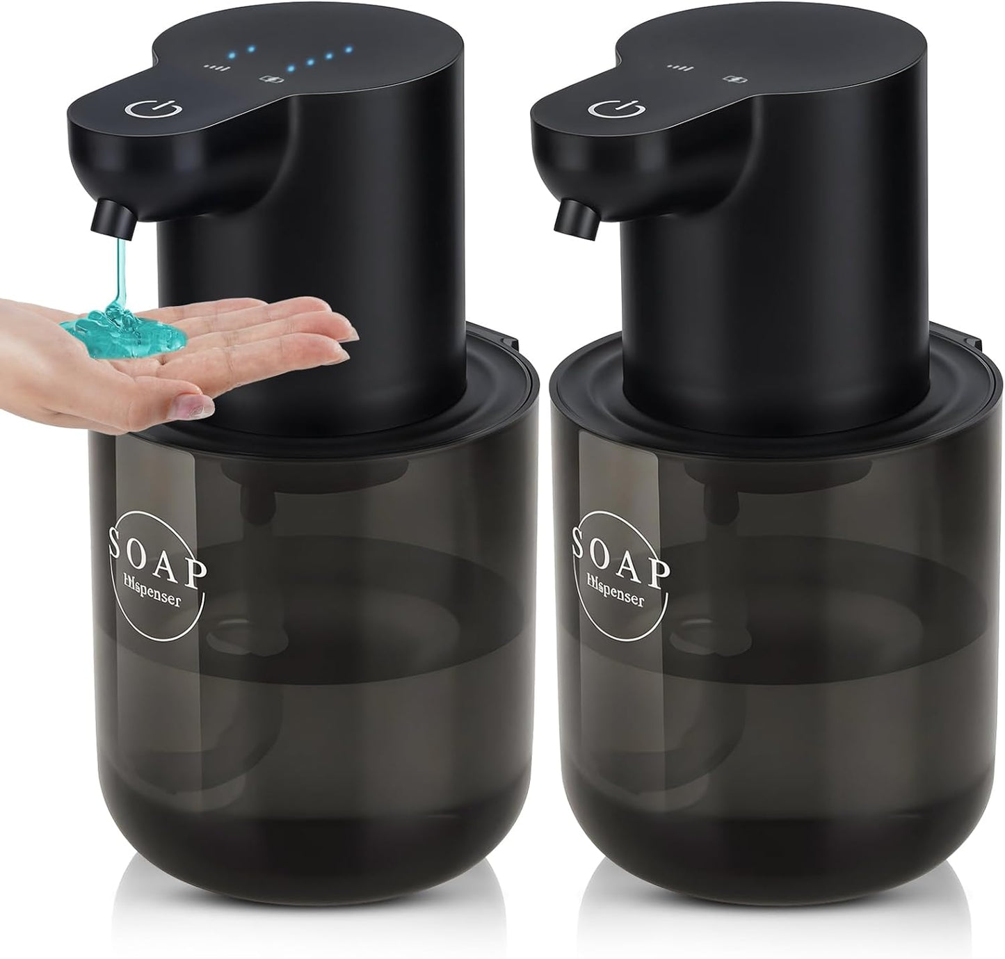 2 Pack Automatic Soap Dispenser, Touchless Automatic Liquid Soap Dispenser, Electric Wall Mounted Dispenser, 13.5oz/380ML USB Rechargeable with 4-Level Adjustment for Bathroom, Kitchen & Office