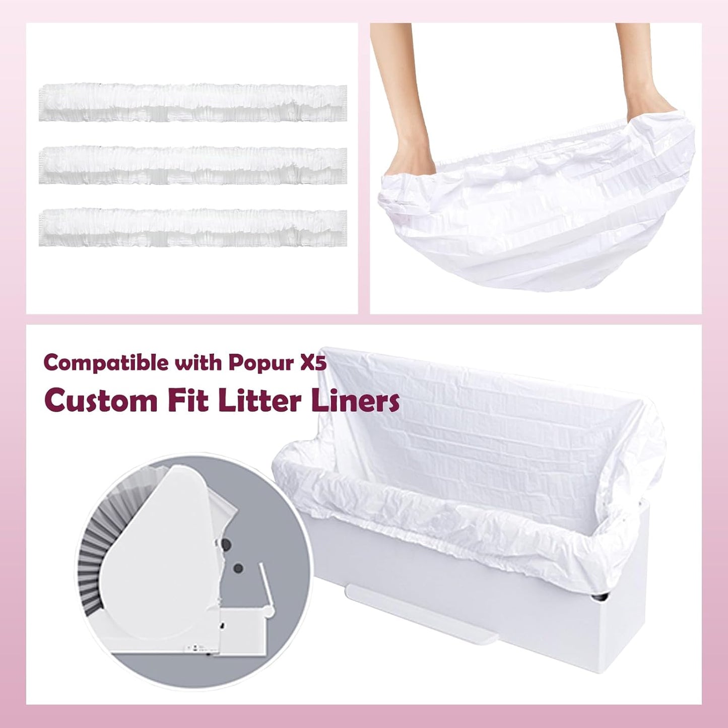 Trash Bags for Popur X5 Litter Box – Thickened, Leakproof Design, 7-Day Odor Control Perfect Fit for Popur X5 Self-Cleaning Cat Litter Boxes -100PCS