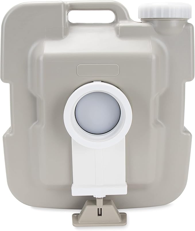 Camco 2.6-Gallon Portable Toilet - Features Detachable Holding Tank w/Sealing Slide Valve & Bellow-Type Flush - Easy Transport w/Compact Lightweight Design & Carry Handle - Gray (41531)