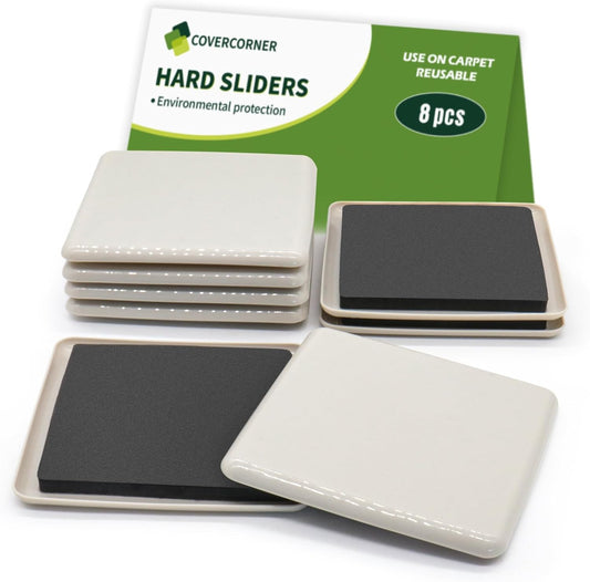 Furniture Sliders for Carpet 8 PCS - 5 inch Furniture Moving Slider Chair Legs Floors Protectors Square Furniture Movers Sliders – Move Your Furniture Easy & Safely(for Carpet)