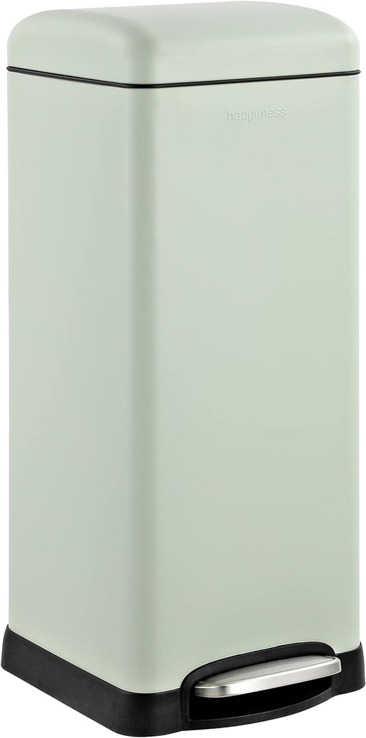 happimess HPM1007E Betty Retro 8-Gallon Step-Open Trash Can with Soft-Close Lid, Fingerprint Resistant, Modern, Minimalistic for Home, Kitchen, Laundry Room, Office, Bedroom, Bathroom, Mint Green