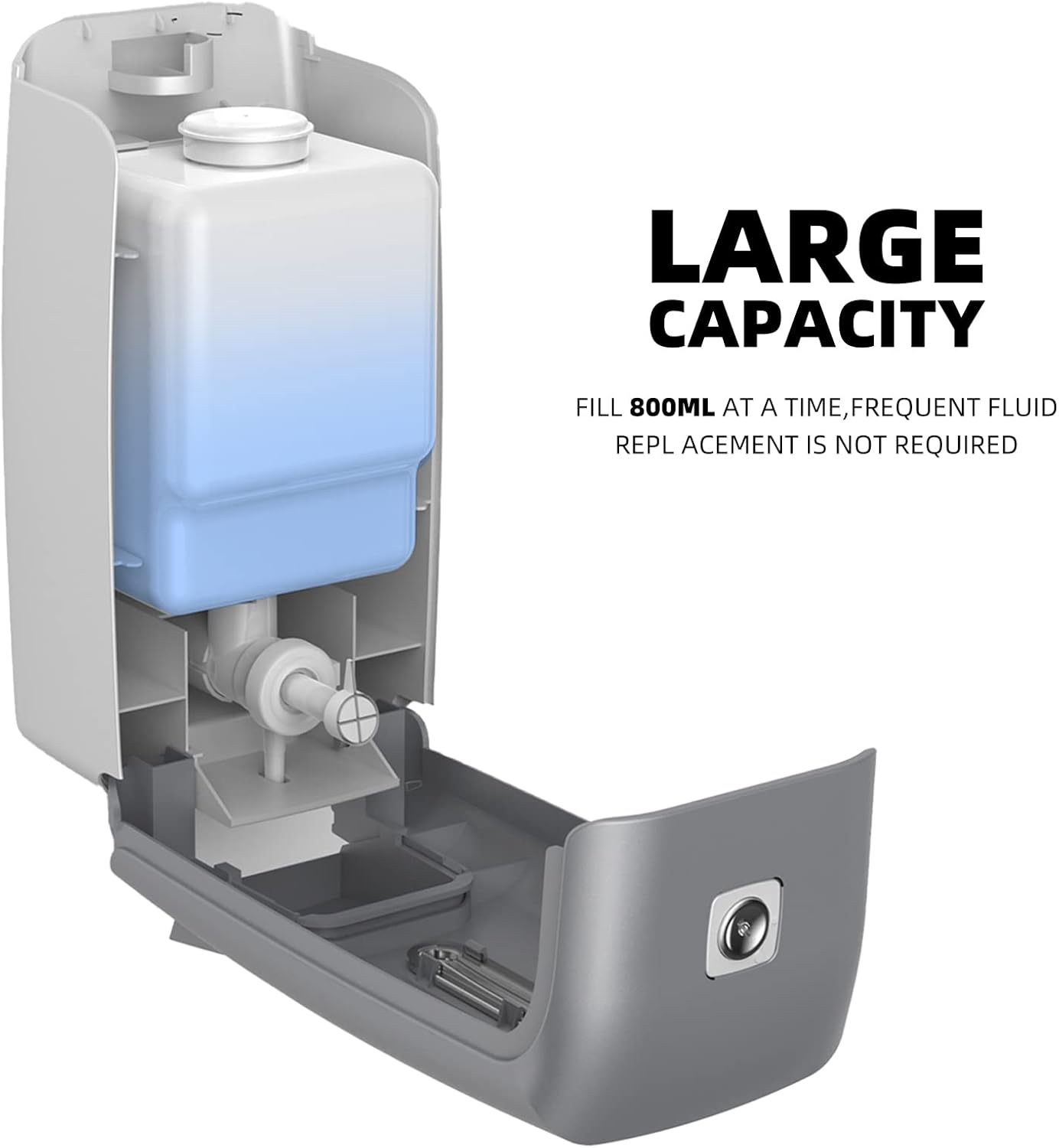 Soap Dispenser Wall Mount Adhesive Commercial Soap Dispenser 800ml No Drill Hand Sanitizer Dispenser for Bathroom Support Liquid and Gel,Silver-PN9088