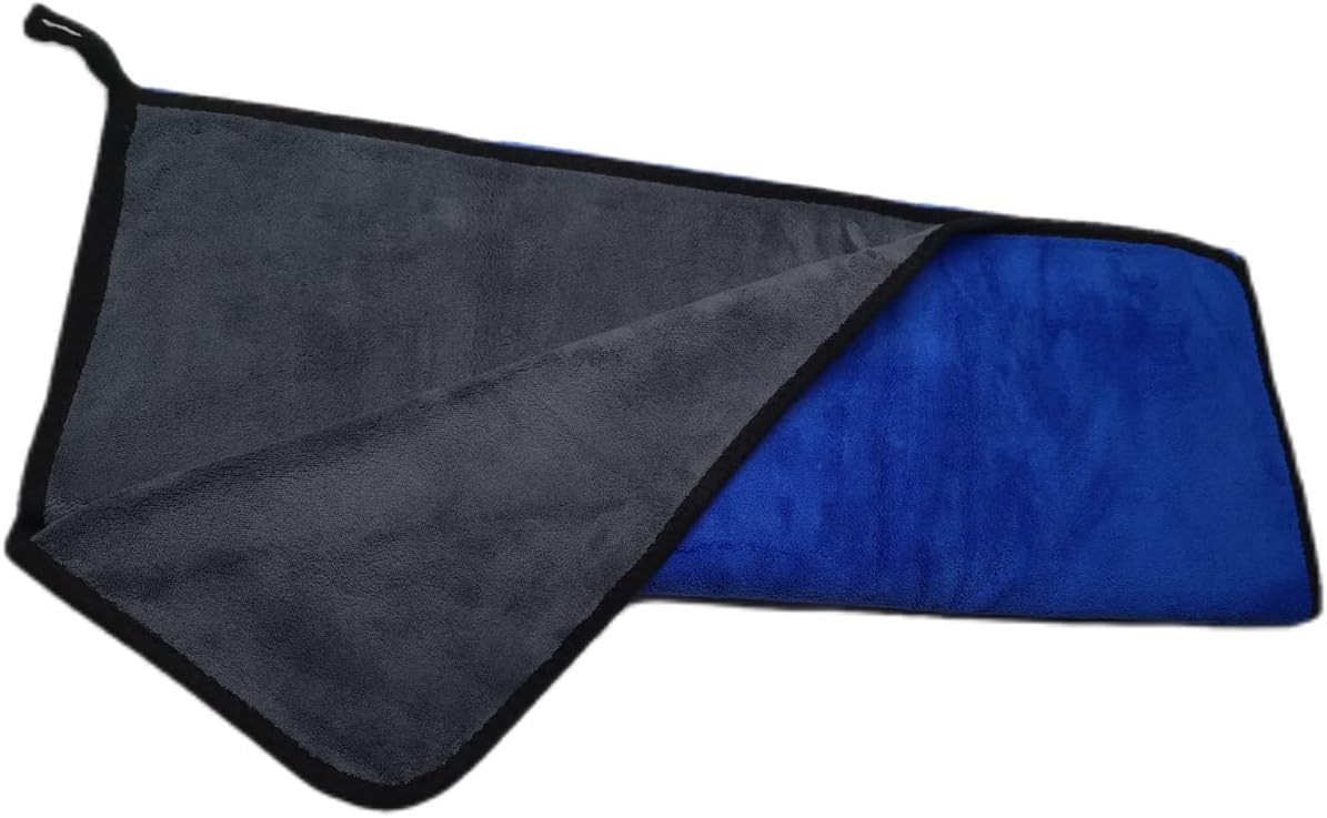 Large Microfiber Drying Towel for Car, Great Thick Soft Plush Towels, 36 x 24inches 800GSM Thickness, Quality, Washable, Absorbency No Scratch Lint Free Drying Towel (36 x 24inches,Grey-Blue,1pack)
