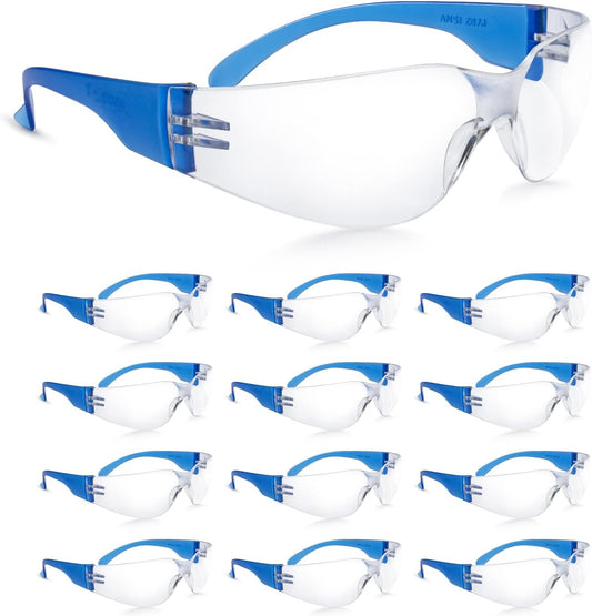 amoolo Safety Glasses for Men Bulk of 24, Protective Eyewear for Men Women, ANSI Z87.1 Impact Resistant Eye Protection for Work, Lab, Construction