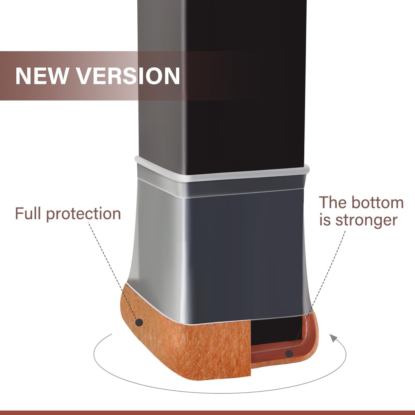 Chair Leg Floor Protectors Square Chair Leg Protectors for Hardwood Floors Silicone Caps Felt Strengthen Bottom Protection Anti-Scratch Reduce Noise 16 Pack Clear Square M Fit:13/16" to 1" (20-26mm)