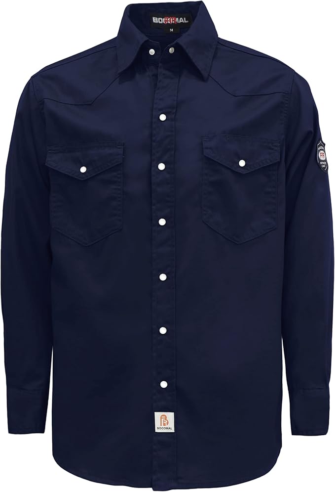 BOCOMAL FR Shirts 6.25oz Lightweight Welding Shirts Flame Resistant Men's Fire Retardant Shirt