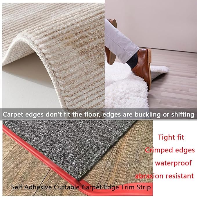 Self Adhesive Carpet Transition Strip with Edge Trim, Designed for Seamless Transitions from Carpet to Tile or Vinyl Floors, Perfect for Doorways.(Gray,6ft)