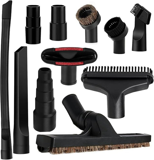 Universal 1/4 Inch Vacuum Attachments & Brushes Kit for Shop Vac Accessories 2 1/2" 1 1/4" Brush Attachment for Shop Vacuum Cleaner Attachments Brushes for Shop Vac Attachments Set of 11