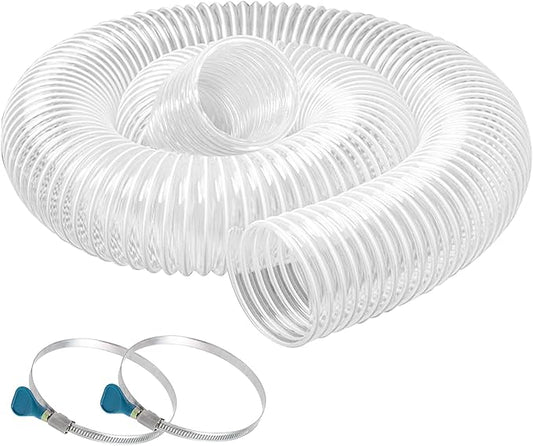 PVC Dust Collection Hose 2 1/2" x 5', Puncture-Resistant, Flexible Clear PVC Collection Hose with Carbon Steel Wire Coil for Dust Collectors by Oycevila