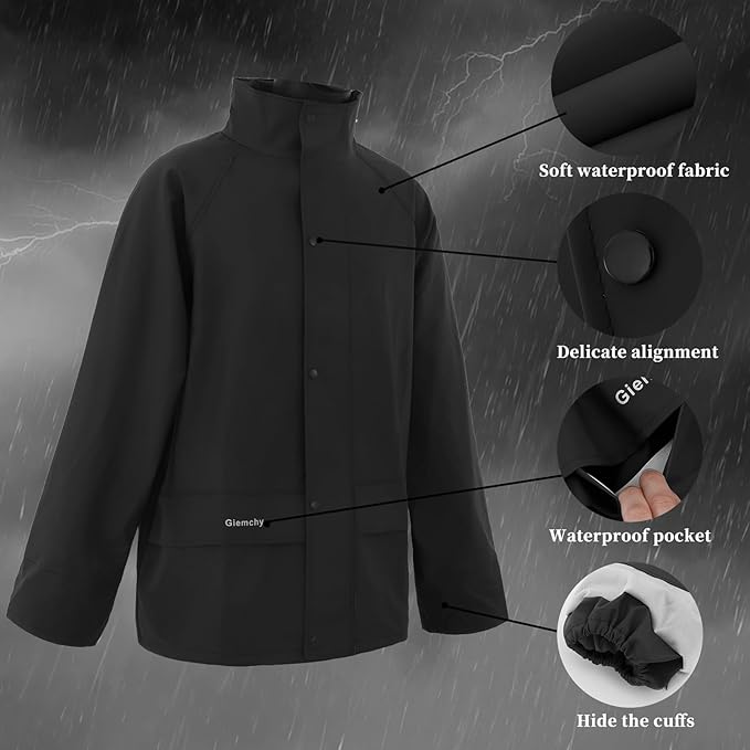 Rain Suit For Men & Women Waterproof Heavy Duty Rain Gear Reflective Jacket for Fishing Outdoor Work Raincoats