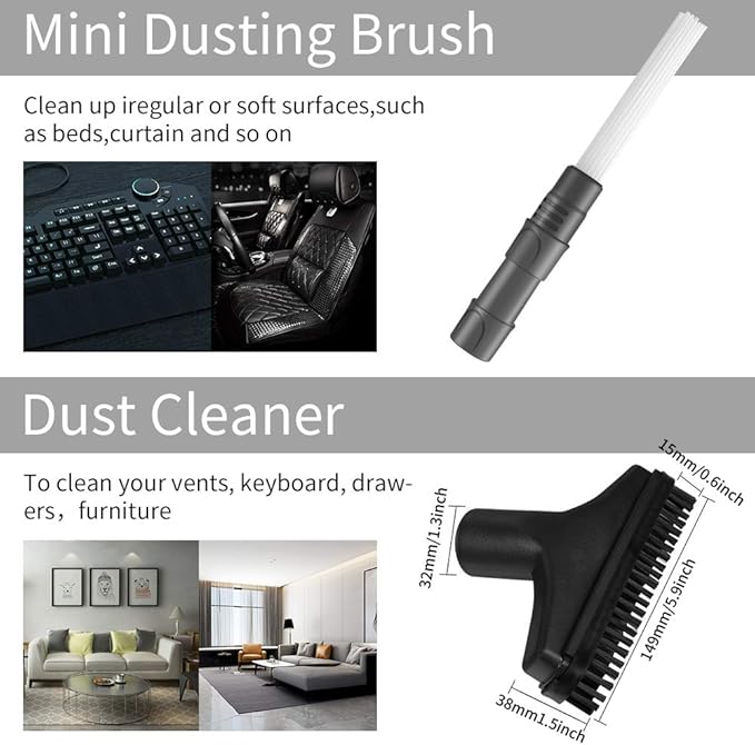 E.LUO Shop Vac Vacuum Replacement Attachments - 32mm & 35mm Dusty Brush, Air Vents, Corner & Pets Accessories