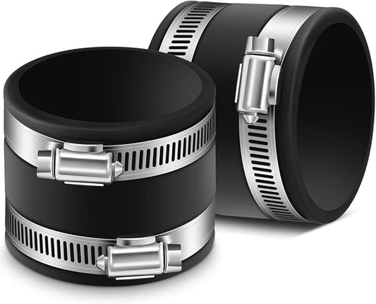 Minatee Dust Control Flex Cuffs with Stainless Steel Hose Clamps, Flexible PVC Coupling for Plastic and Copper Plumbing Connections, Connector Ports Dust Collection Fittings(2-1/2 Inch, 2 Pcs)