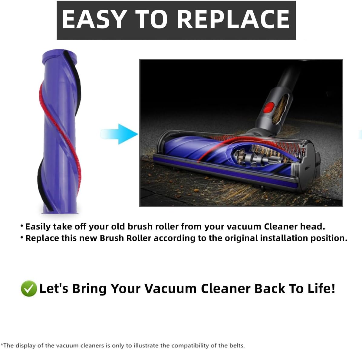 Brush Roll for Dyson V12 V10 Slim SV12 SV20 Vacuum Motorbar Cleaner Head 215343-05, Bar Assembly Replacement